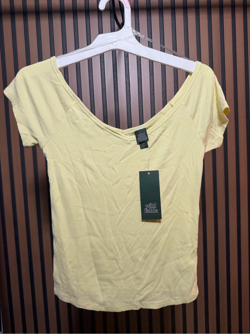 wild fable Short Sleeve Scoop Neck Top in Pale Yellow